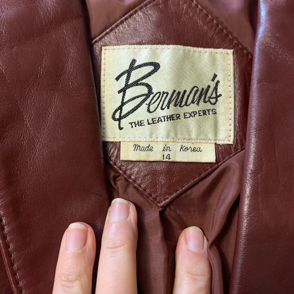 VTG 70’s Bermans Leather blazer Oxblood color size Lg - Picture 4 of 10